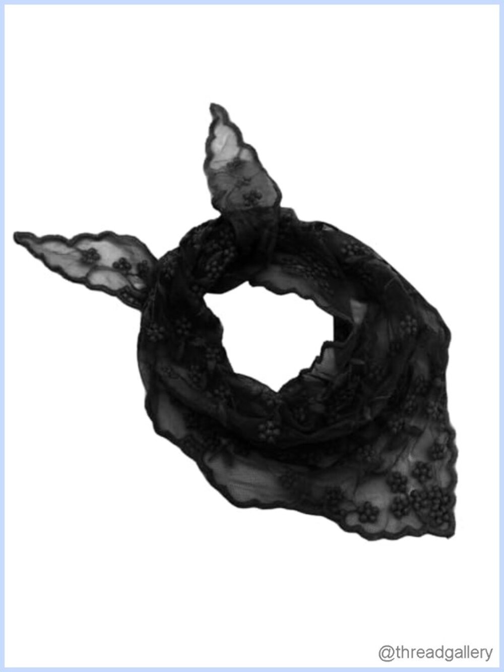 Lace Triangle Bandana Head Scarf Floral Embroidery 100% Polyester